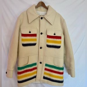 Vintage Hudson Bay Point Blanket Wool Coat